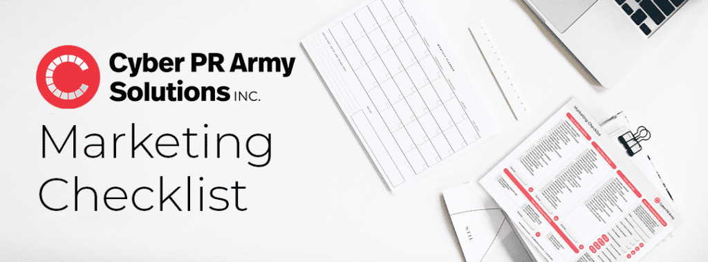 Cyber PR Army Solutions Inc. Solutions Inc Digital Marketing Checklist banner