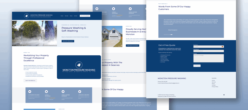 Collage of pages created for Moncton Pressure Washing