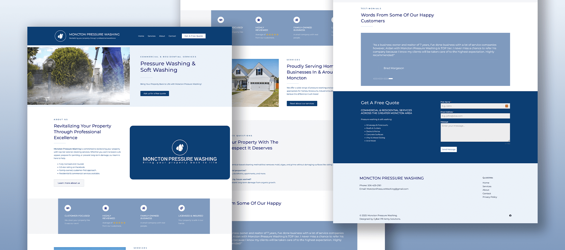 Collage of pages created for Moncton Pressure Washing