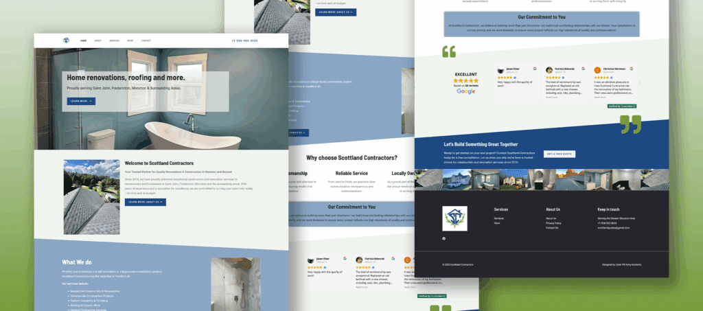 Scottland Contractors collage of web pages