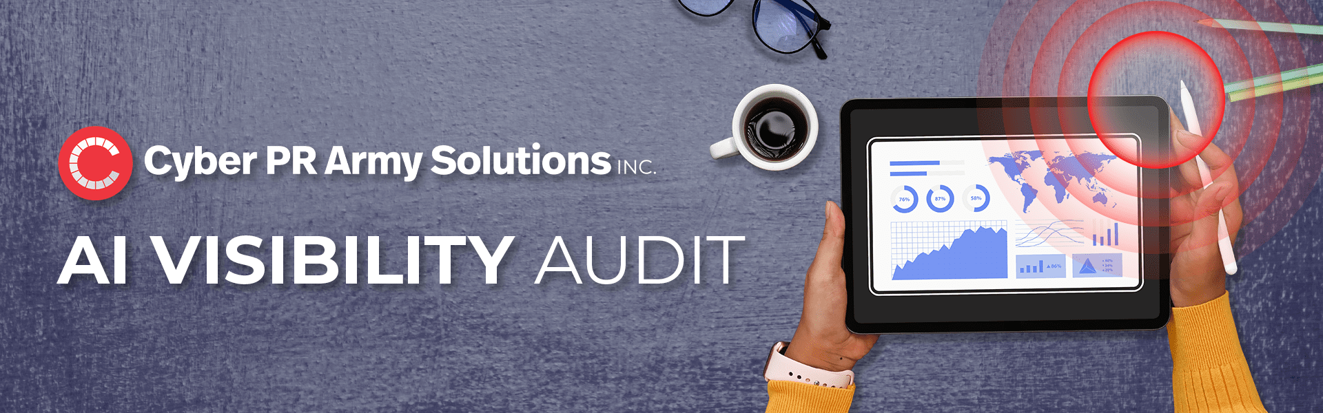 AI Visibility Audit with person holding a tablet computer