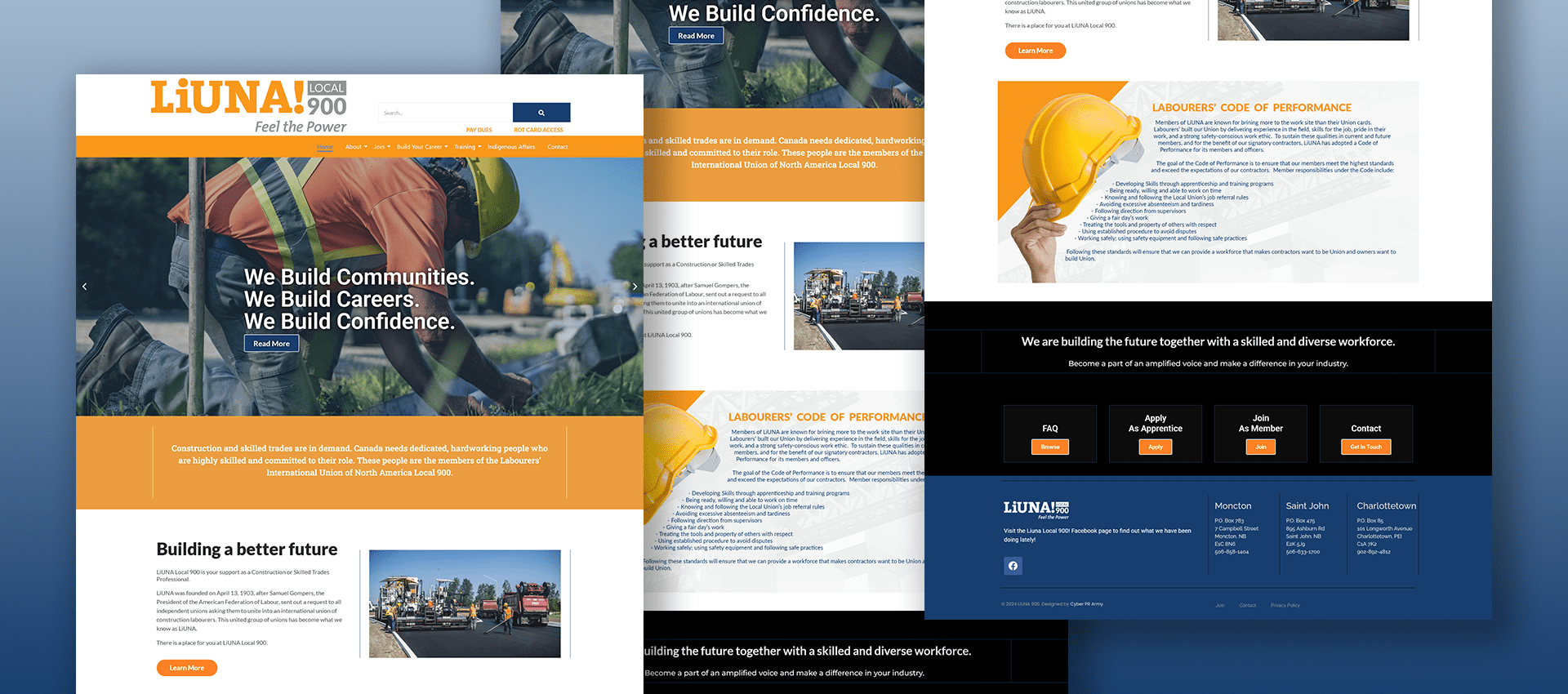 LiUNA Local 900 collage of website pages