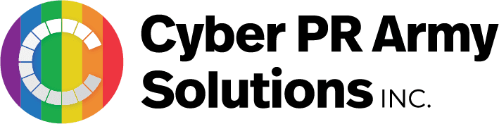 Rainbow variant of Cyber PR Army Solutions logo